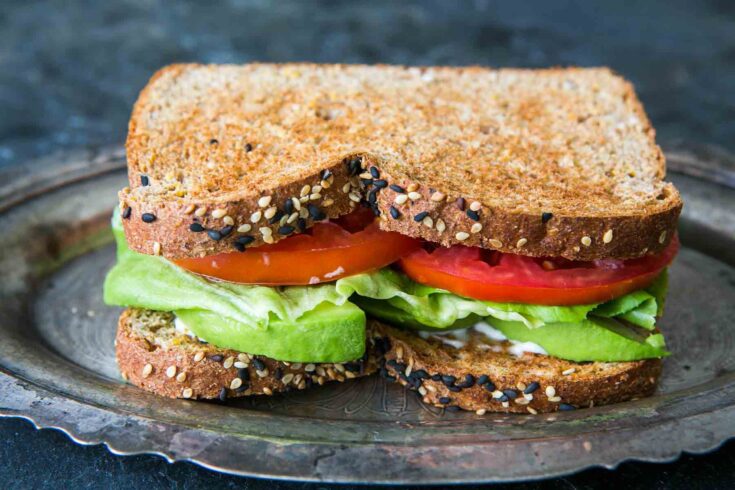 Avocado Lettuce and Tomato Sandwich